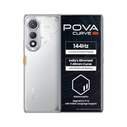 POVA Curve 5G (Magic Silver, 8GB+256GB) | 144Hz Curve AMOLED | Slimmest 7.45mm Curve with 5500mAh Battery | Segment's 1st AI with Indian Languages |Be...