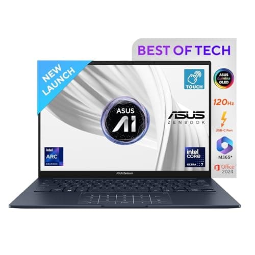 ASUS Zenbook 14, 14" 3K (2880 x 1800) OLED,Touch Screen, Intel Core Ultra 7,(32GB RAM/1 TB/Intel Arc iGPU/Windows 11/MS Office 365 Basic(1Year)*/Offic...