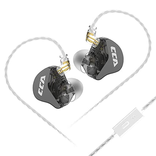 CCA CRA in Ear Monitor Earphone, Ultra-Thin Diaphragm Dynamic Driver IEM, Clear Sound & Deep Bass, Wired Earbuds with Mic and Tangle-Free Removable Cord