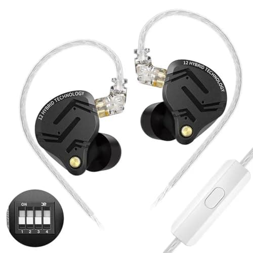 KZ ZS12 PRO X Wired IEM Earphone with Mic, Hybrid 10mm 1DD + 5 Balanced Armature HiFi in-Ear Monitor, Tuning Switch, 0.75mm Detachable Cable, 3.5mm Pl...