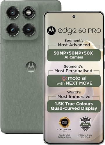Motorola Edge 60 Pro 5G (Pantone Shadow, 8GB RAM, 256GB Storage) | 6.7" Display | 50MP+50MP+10MP | 50MP Selfie | Dimensity 8350 | 6000mAh | 90W Fast +...