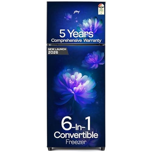 Godrej 244 L 3 Star 5 Years Comprehensive New Launch Convertible Freezer 6-In-1 | 95%+ Food Surface Disinfection Double Door Refrigerator (2026 Model,...