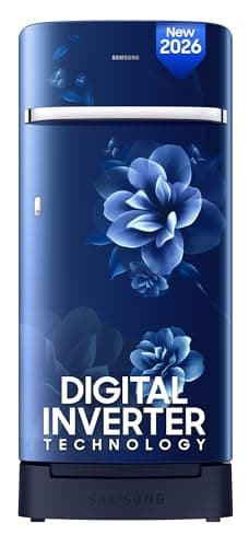 Samsung 189 L, 5 Star, Digital Inverter, Direct-Cool Single Door Refrigerator (RR21H2H25CU/HL, Camellia Blue, Base Stand Drawer, Single Touch Defrost,...
