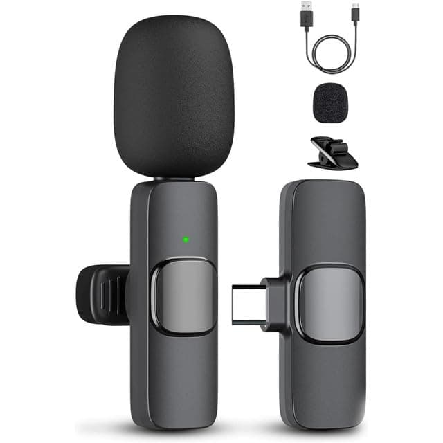 outland Wireless Bluetooth Collar Mic for Youtubers | Ideal Microphone for Mobile YouTube Channels, Wireless Mic for Vlogging for Clear Audio Live Recording (K8 Black)