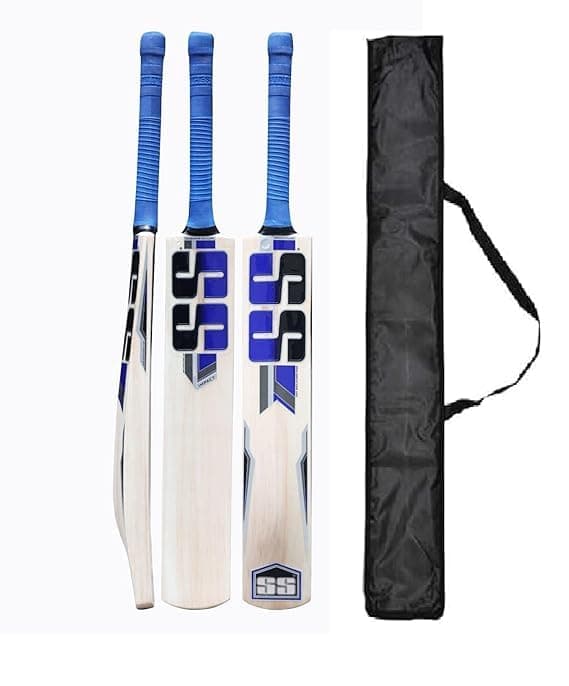 NSH Cricket Bat Full Size Popular Willow SS Cricket Bat with Bat Cover Play for Plastic Ball | Tennis Ball | Rubber Ball (S_S Blue)