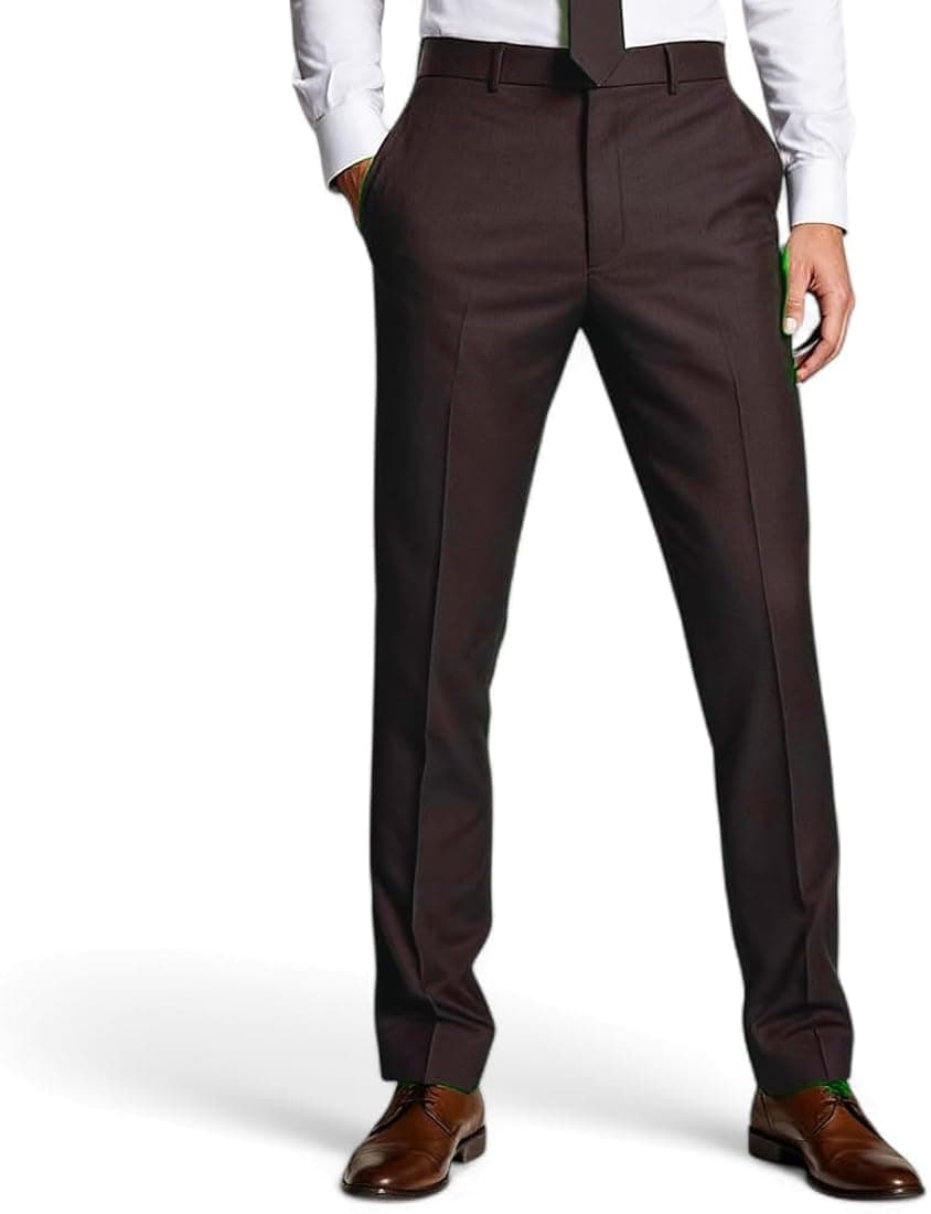 AXOLOTL Men's Regular Tapered Fit Formal Trousers, Straight Leg