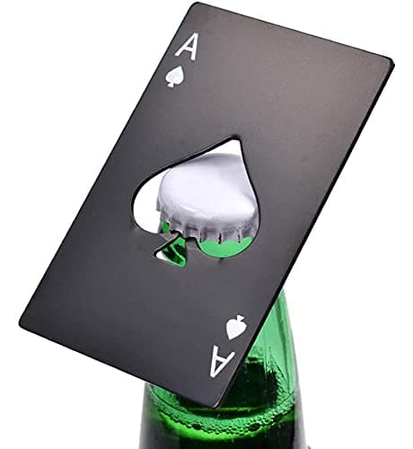 BURRDOFF Premium Bottle Openers (Set of 2), Stainless Steel Bottle Opener for Beer Wallet Size Bottle Openers Ace of Spade Bottle Cap Opener Black (Black, Set of 2)