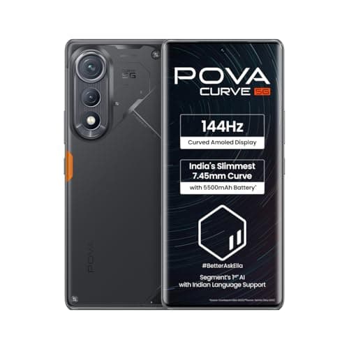 POVA Curve 5G (Geek Black, 8GB+256GB) | 144Hz Curve AMOLED | Slimmest 7.45mm Curve with 5500mAh Battery | Segment's 1st AI with Indian Languages |Best...