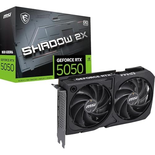 MSI GeForce RTX 5050 8G Shadow 2X OC Graphic Card - NVIDIA GeForce RTX 5050 GPU, 8GB GDDR6 128-bit Memory, 20 Gbps, PCI Express Gen 5 x16 Interface, U...