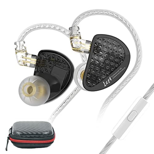 Concept Kart KZ AS16 Pro Wired IEM Earphone with Mic, 16 Balanced Armature | Three-Channel Conduit Structure | PCB Electronic Frequency Division | Wide Sound Range | In Ear Monitor earbuds with 0.75MM Pin Detachable Cable & Leatherette Case (With Mic, Black)