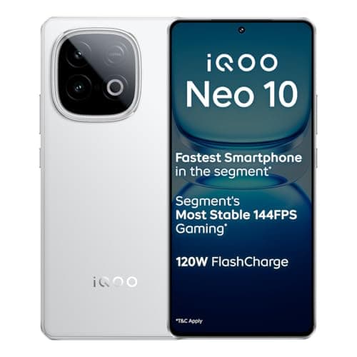 iQOO Neo 10 (Alpine White, 8GB RAM, 256GB Storage) | Segment's Fastest Processor* with Snapdragon 8s Gen 4 & Supercomputing chip Q1 | 120W FlashCharge...