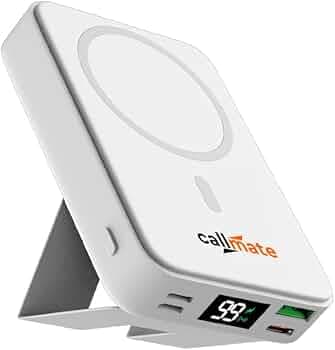 CALLMATE Magpower 10000mAh Magnetic Wireless Power Bank, 23W Wired + 15W Wireless Charging + Foldable Mobile Stand, Type C PD (Input & Output), QC 3.0...