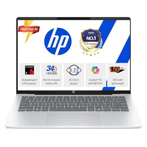 HP Omnibook 5, Snapdragon X X1 (16GB LPDDR5x,1TB SSD) 2K OLED, 0.2 ms, micro-edge, 16''/40.6cm, Win11, M365*Office24, Glacier Silver, 1.59kg, fb0001QU...