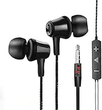 (Renewed) PTron HBE9 Headphone Stereo in Ear Earphone Wired Headset with Mic for All Smartphones (Black)