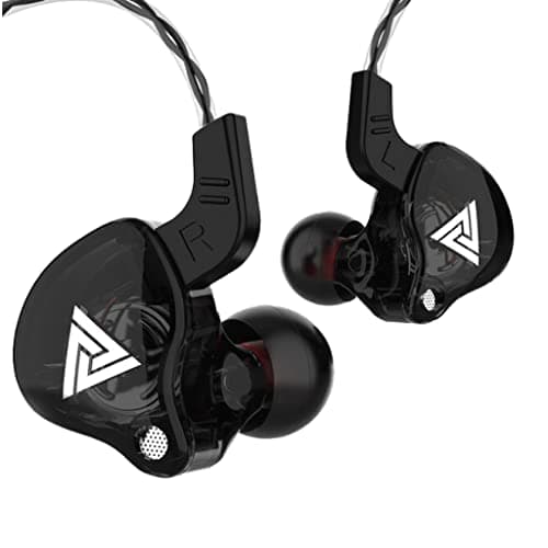 QKZ AK6 IEM Wired In Ear Earphone, Hi-Res Audio 92khz/24bit Tesla Magnetic Circuit with 4N Cable with HD Microphone (AK6 with Mic, Black)