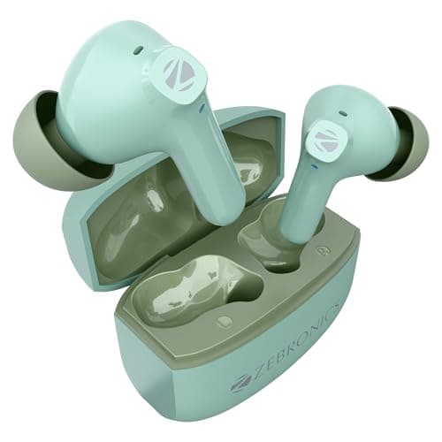 Zebronics PODS 141 in-Ear Wireless Earbuds, Upto 35 Hrs Backup, Dual EQ, Quad MIC ENC, 10mm Bass Drivers, Rapid Charging, Bluetooth, Dual Pairing, Fla...