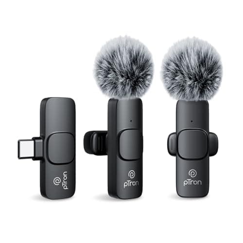 pTron KWM-1 Omnidirectional Type C Wireless Microphone w/DSP Noise Cancellation, Plug & Play, 25m Wireless Range, Lapel Wireless Collar Mic for Video ...