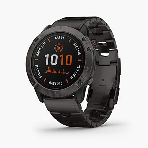 Garmin fenix 6X Pro Solar Titanium Multisport GPS Watch with Solar Charging - Black (No-Cost EMI Available) Comes with two wrist Bands (Silicon & Tita