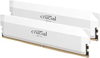 Crucial Pro DDR5 RAM 32GB Kit (2x16GB) 6400MHz CL38, Overclocking Desktop Gaming Memory, Intel XMP 3.0 & AMD Expo Compatible  White CP2K16G64C38U5W