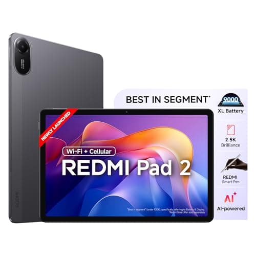 Redmi Pad 2 Wi-Fi + Cellular, Active Pen Support, 27.94cm(11") Model, 2.5K Sharp & Clear Display, 4GB, 128GB, All Day & More 9000mAh Battery, AI-Enabl...