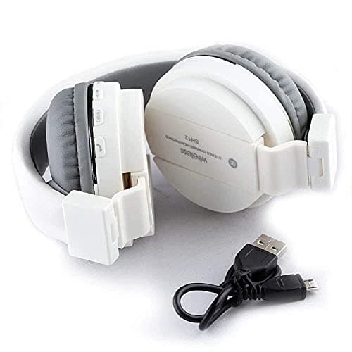 Sparrow deal sh12 Wireless/Bluetooth Headphone with FM and SD Card Slot with Music and Controls Compatible with All Android & Smartphone (White)