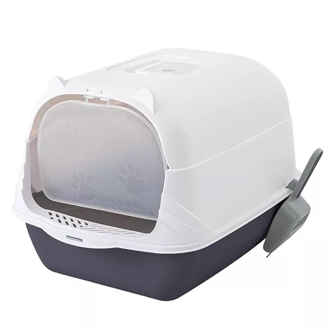 24x7 eMall Black Cat Litter Box Cat Litter Tray with Dome and Scoop with Foul Smell Absorber 18 x14 x14 Inch (45x35x35Cm)