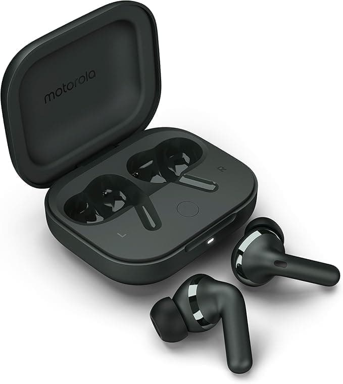 Moto Buds+ Headphones with Sound by, Dual Dynamic Drivers and Optimal Resolution Sound, Dolby Head Tracking and Dolby Atmos, Dynamic Active Noise Canc...