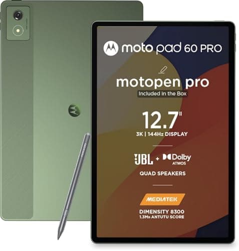 Motorola Pad 60 Pro (Pantone Bronze Green, 12GB RAM, 256GB ROM) | 12.7" 3K LTPS Display | MediaTek Dimensity 8300 | 10200 mAh Battery | Moto Pen Pro |...