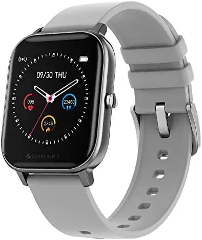 (Renewed) ZEBRONICS ZEB-FIT920CH Smart Fitness Watch with Full Touch Color Display, 30Days Standby, Music Control, Customizable Faces, IP67 Rating, Pedometer, Multi Sports Mode, SpO2, BP & HR(Gray), Free Size