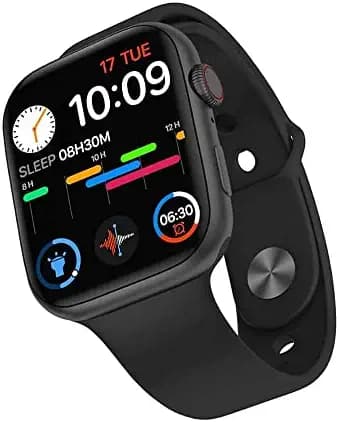 T55 Series 7 Smart Watch with Bluetooth Calling, Extra Straps, Heart Rate Monitor,Fitness Tracker, Multiple Faces 50+, Full Touch Display (Pitch Black) for Men and Women & IP67 Waterproof