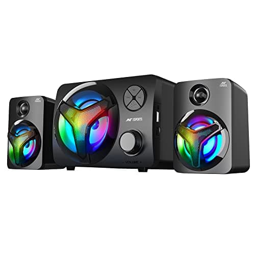 (Renewed) Ant Esports GS350 Pro 2.1 Stereo Gaming Speakers 15W,USB Powered Bluetooth Desktop Speaker Plus 3.5 mm Aux-in, in-line VolumeControl,RGB LED Lights Multimedia Speakers for PC, Laptop,Tablet,Cellphone