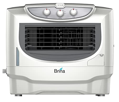 Havells Brina 50 Litres Window Air Cooler with Powerful Blower, Woodowol Pads and Ice Chamber (50L, White, Brown)