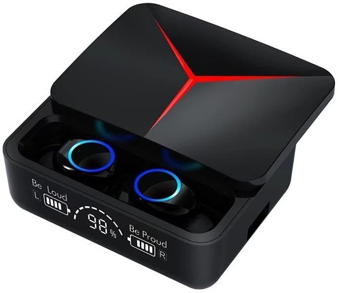 Earbuds M90 PRO with Power Bank Upto 48 Hours Playback Bluetooth Headset (Black, True Wireless)(Charging case Backup) LED Display Charging Case, Waterproof Built-in Mic for Sports Work