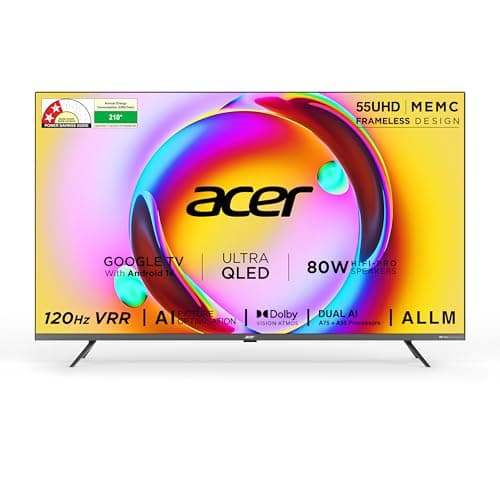 Acer 139 cm (55 inches) Super Series 4K Ultra HD Smart QLED Google TV AR55QDXGU2875AT (Black) 2024 Model