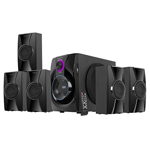 ZEBRONICS Basso 100 5.1 Home Theater Speaker with 5.25" Subwoofer, 90W RMS Powerful Bass, Bluetooth 5.1, Wall Mount, AC-3 Surround Sound, RGB Ring Light, Remote Control & LED Display