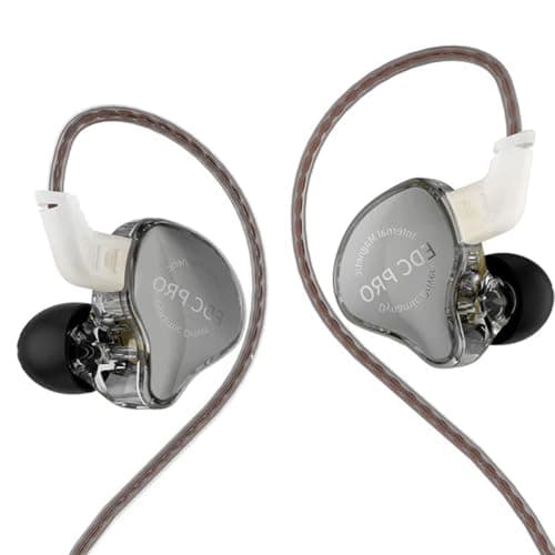 KZ EDC PRO IEM Wired Earphone, HiFi Dynamic Driver (DD) IEM, High-Functioning Silver-Plated OFC Cable, 0.75mm Detachable Cable, 3.5mm Plug for Audioph...