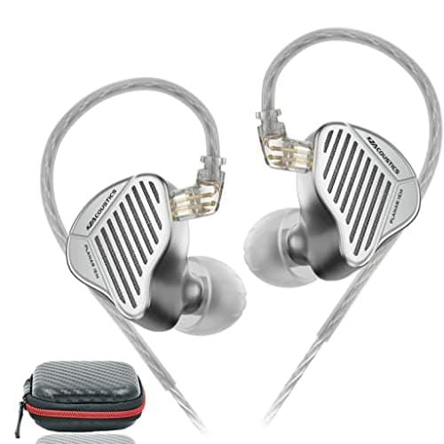 KZ PR1 HiFi Wired IEM Earphone with Mic, 13.2MM Dual-Cavity Planar Magnetic Driver | Nanoscale Diaphragm | HiFi Tuning & Balanced Tuning Version | Electroplating Cavity | In Ear Monitor Earbuds with OFC Silver Plated Detachable Cable & A Leatherette Case