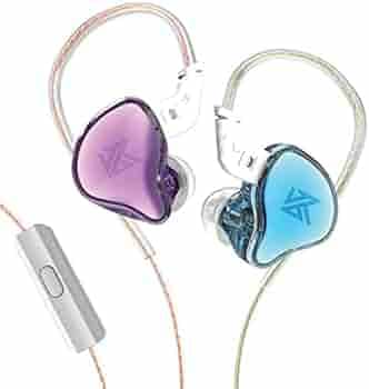 KZ EDC IEM Earphone, 10mm Dynamic Driver Exquisite Craftmanship Stage Monitor Level Noise Isolation Earbuds with Oxygen Free Copper Cable (with Mic, Blue & Purple)