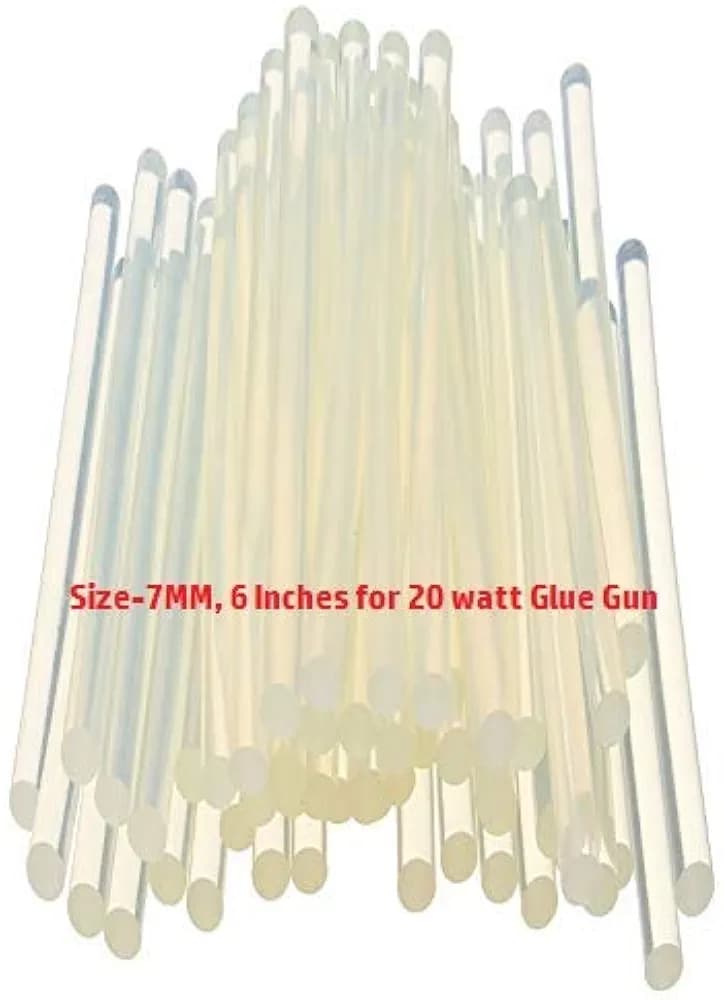 HOT MELT Transparent Glue Sticks for Glue Gun 20 Watt (7MM, 6 Inches Long - 25 Sticks) Pack of (25)