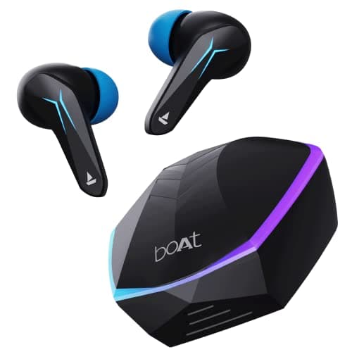 boAt Newly Launched Immortal 121 TWS Gaming Earbuds with Beast™ Mode, 40H Playtime, Blazing LEDs, ENx™ with Quad Mics, Signature Sound, ASAP™ Charge(10 Mins= 180 Mins) and BT v5.3(Black Sabre)