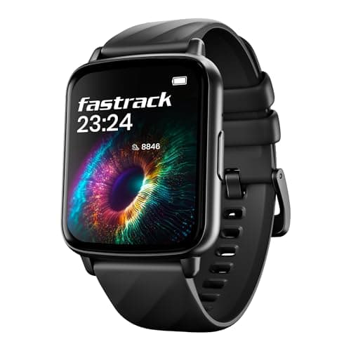 Fastrack Volt S1 Smart Watch for Man and Women Latest with 1.83" Display, Silicone Strap, BT Calling, 100+ Sports Modes, Heart Rate, SpO2, IP68, Ideal Smartwatch for Boys and Girls (Black)