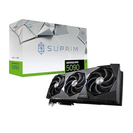 MSI GeForce RTX 5090 32G SUPRIM SOC Graphic Card - NVIDIA GeForce RTX 5090 GPU, 32GB GDDR7 512-bit Memory, 28 Gbps, PCI Express Gen 5 x 16 Interface, Upto 2565 MHz, STORMFORCE Fan