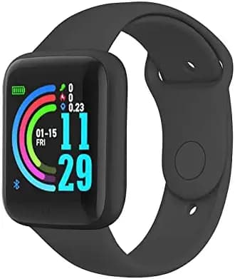 Smart Watch D20 New Water Proof Bluetooth Activity Tracker, Wrist Control, Spo2 Sensor, Heart Rate, BP, Sleep Monitor, Fitness Touch Key (Inbuilt Charger) for Boys, Girls, Men, Women & Kids - (Black)