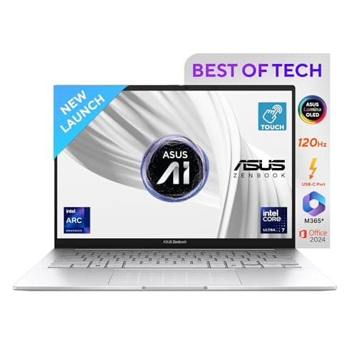 ASUS Zenbook 14, 14" 3K (2880 x 1800) OLED, Touch Screen,Intel Core Ultra 7,(32GB RAM/1 TB/Intel Arc iGPU/Windows 11/MS Office 365 Basic(1Year)*/Offic...