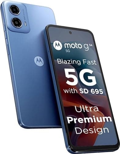 Motorola G34 5G (Ice Blue, 4GB RAM, 128GB Storage) | Fastest 5G Processor Snapdragon 695 5G | 50 MP Quad Pixel Camera with Image Auto Enhance | 5000 m...