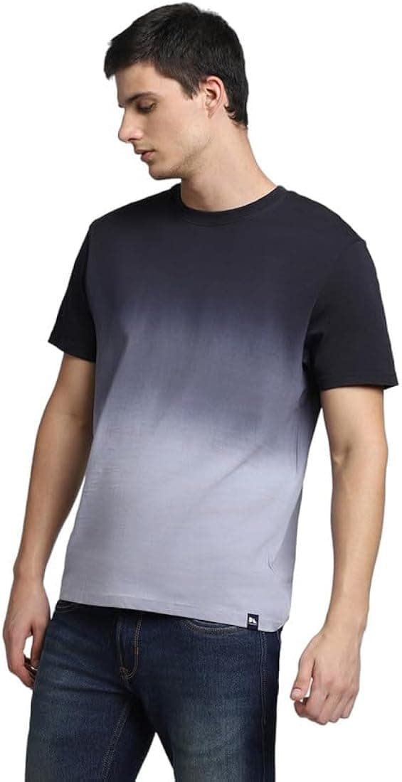Dennis Lingo Men's Cotton Ombre Crew Neck Slim Fit T-Shirts