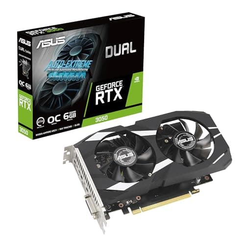 ASUS Dual NVIDIA GeForce RTX 3050 6GB OC Edition Gaming Graphics Card - PCIe 4.0, 6GB GDDR6 Memory, HDMI 2.1, DisplayPort 1.4a, 2-Slot Design, Axial-t...