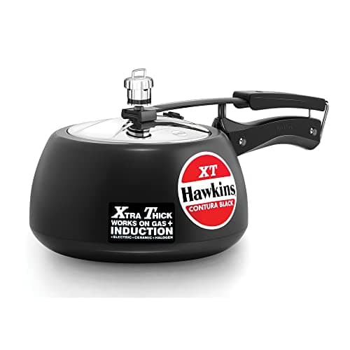 Hawkins Contura Black XT Induction Compatible Aluminium Inner Lid Pressure Cooker, 3 Litre, Black (CXT30)