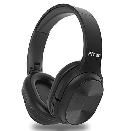 (Renewed) PTron Soundster Bluetooth Headphones, Over The Ear, Wireless Earphones with Mic, High Bass, 20 Hours of Music Time, Lightweight & Foldable Design for All Smartphones (Black)