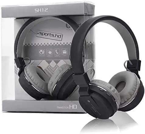 SH-12 Wireless Bluetooth Over The Ear Headphone with Mic (Black)